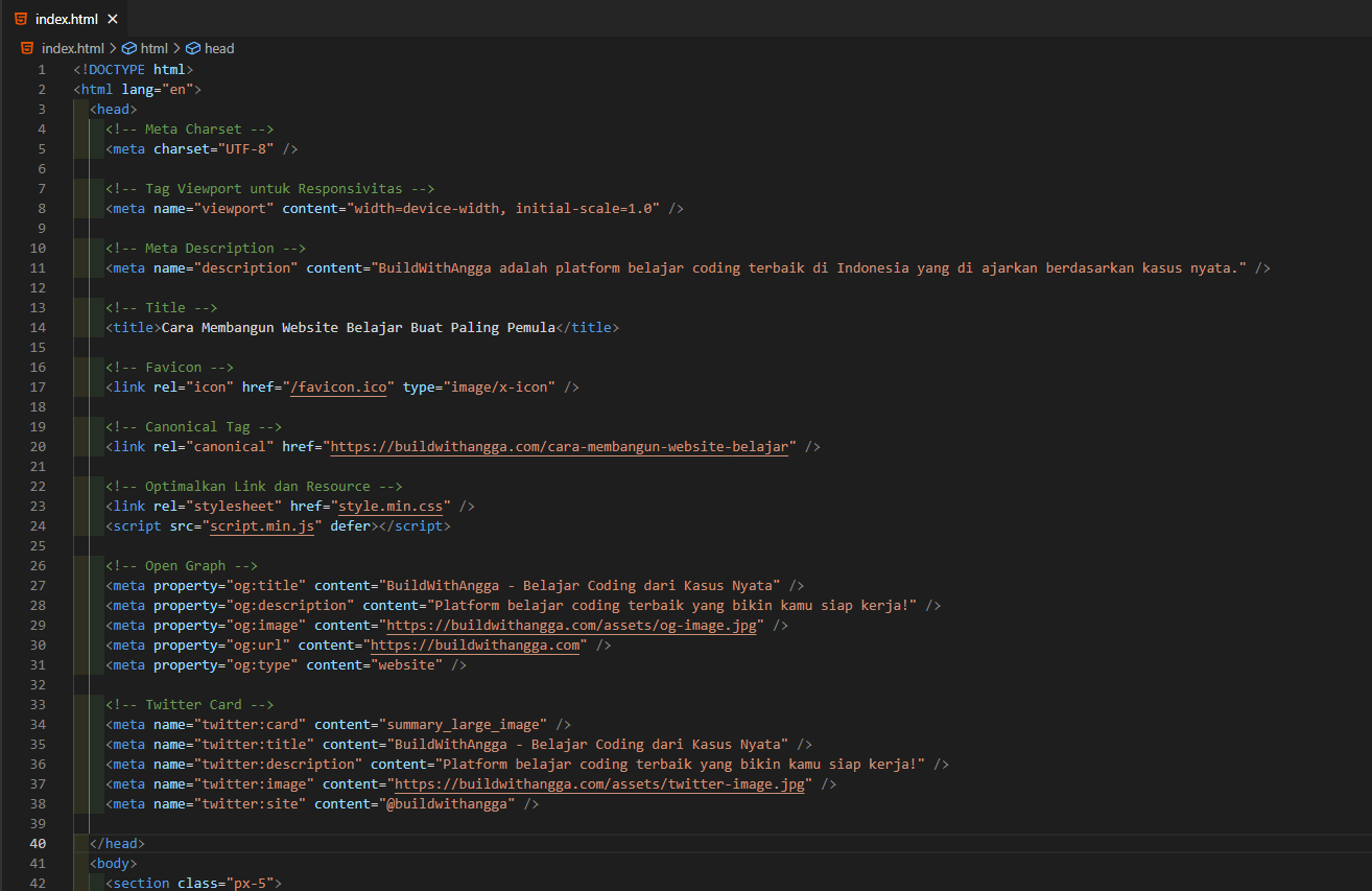 Tips Tag Head HTML SEO Friendly