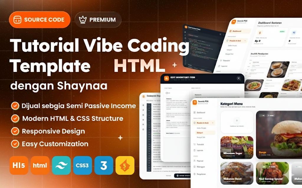 Tutorial Vibe Coding Template HTML dengan Shaynaa Lalu Dijual sebagai Semi Passive Income