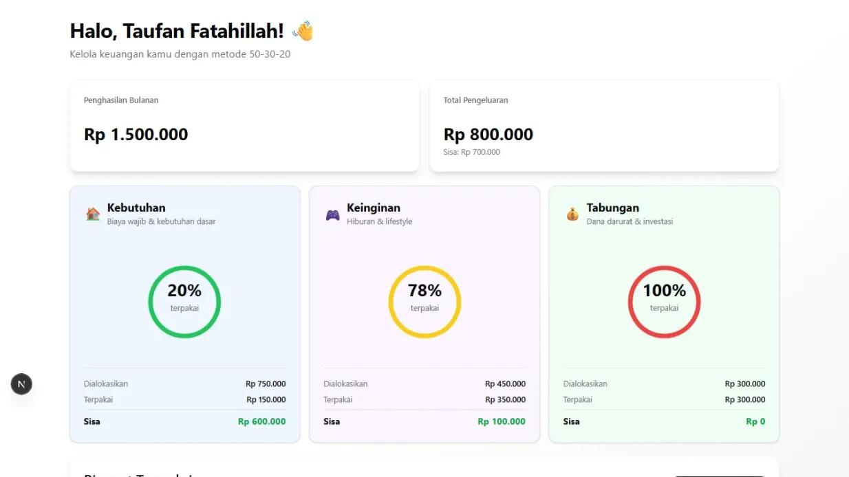 Tutorial Lengkap: Membuat Aplikasi 50-30-20 Budget Calculator dengan Next.js 15 untuk Pemula (2025)
